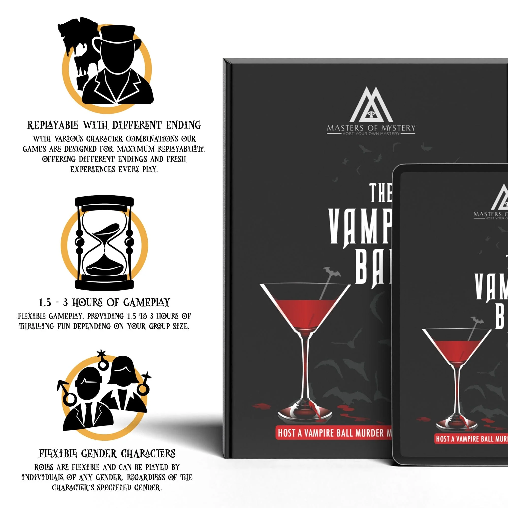 Replay-able Vampire Ball Murder Mystery Dinner Party Game for Up to 20 Adults - Host A Halloween Dinner Party Game Night - Vampire Theme – Dracula Themed Dinner Party Game V2 - Image 3